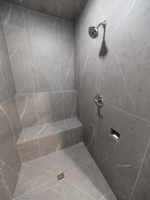 Custom tile shower with built in bench